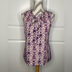 Tory Burch 4 Purple Floral Vine Sleeveless Blouse